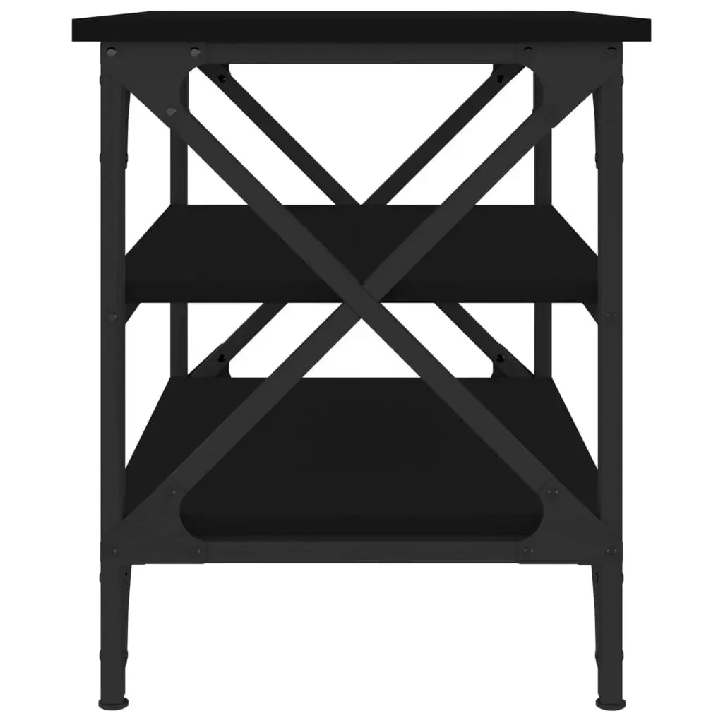 Side Table Black 55x38x45cm Accent Coffee Table Storage Industrial Style Living