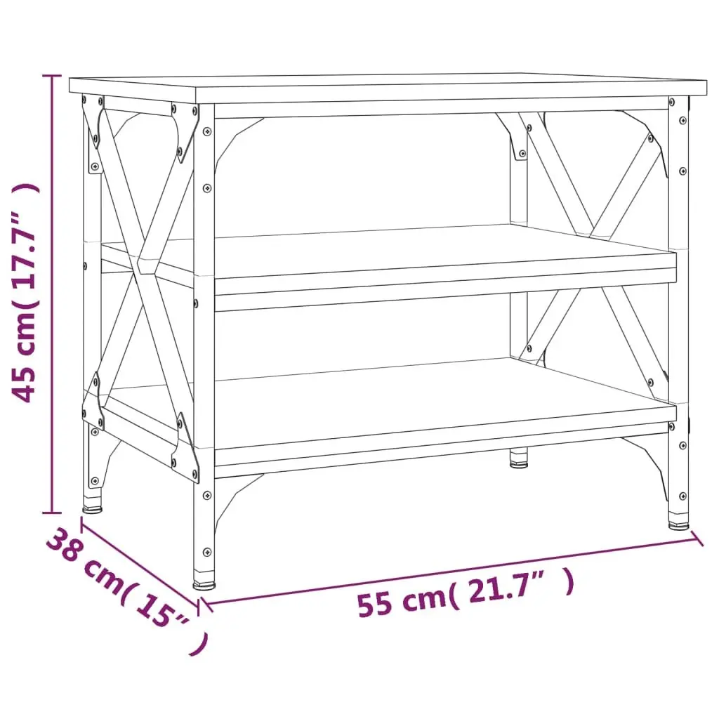 Side Table Black 55x38x45cm Accent Coffee Table Storage Industrial Style Living