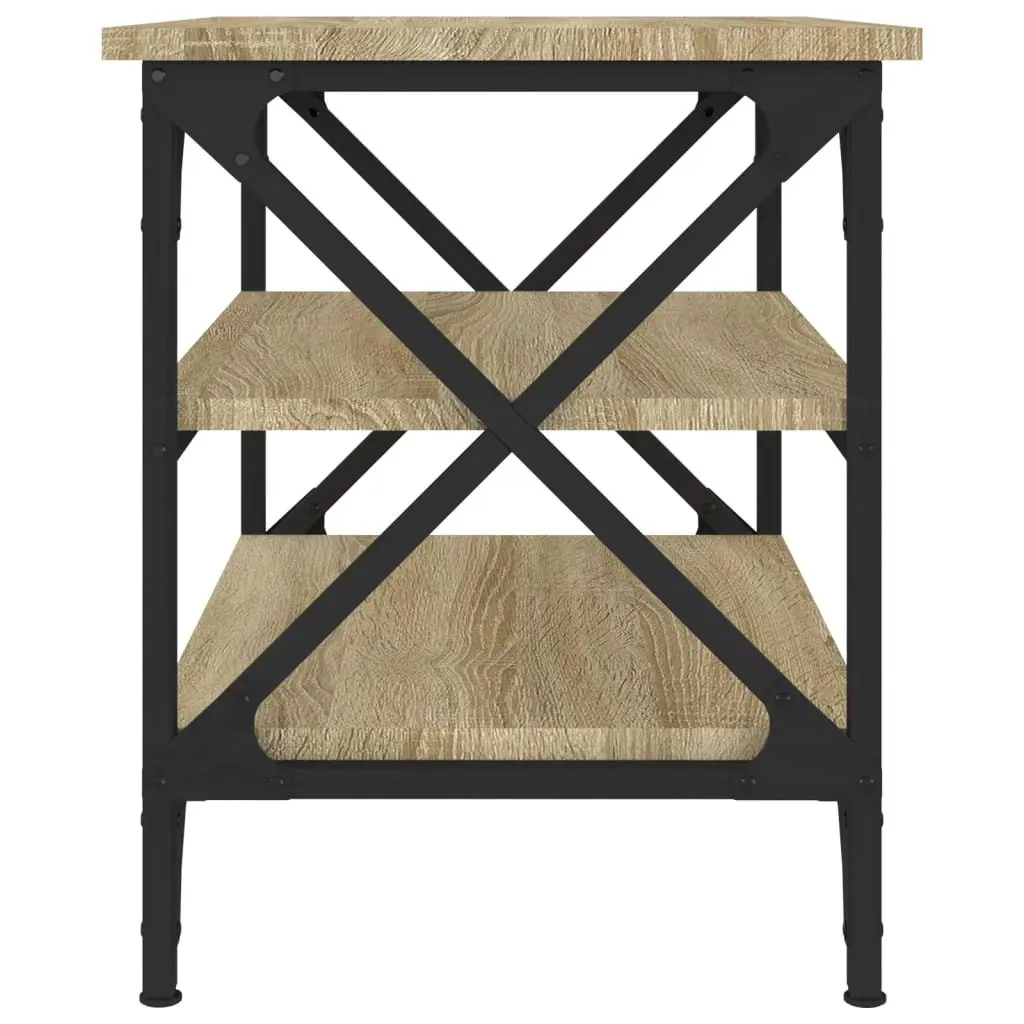 Side Table Engineered Wood Brown Industrial Style Living Room Storage