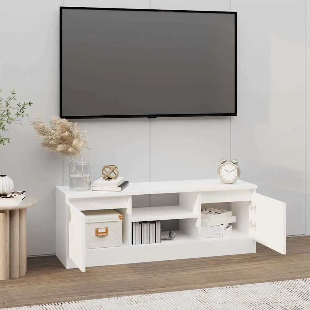 TV Cabinet with Door White Storage Unit Living Room Media Console Organizer