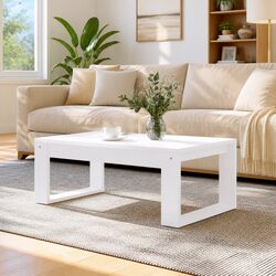 Coffee Table White Modern Design Living Room Accent Furniture Engineered Wood