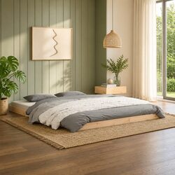 Bed Frame 150x200 cm Solid Pine Wood Slatted Base Brown Bedroom Furniture