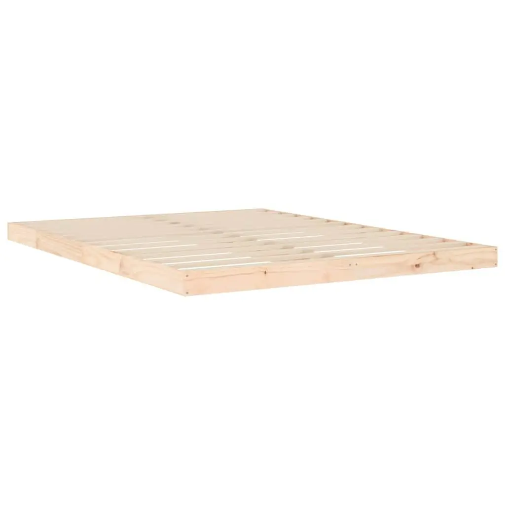 Brown Bed Frame Solid Pine Wood Slatted Base 150x200 cm Sturdy Construction for Bedroom Furniture