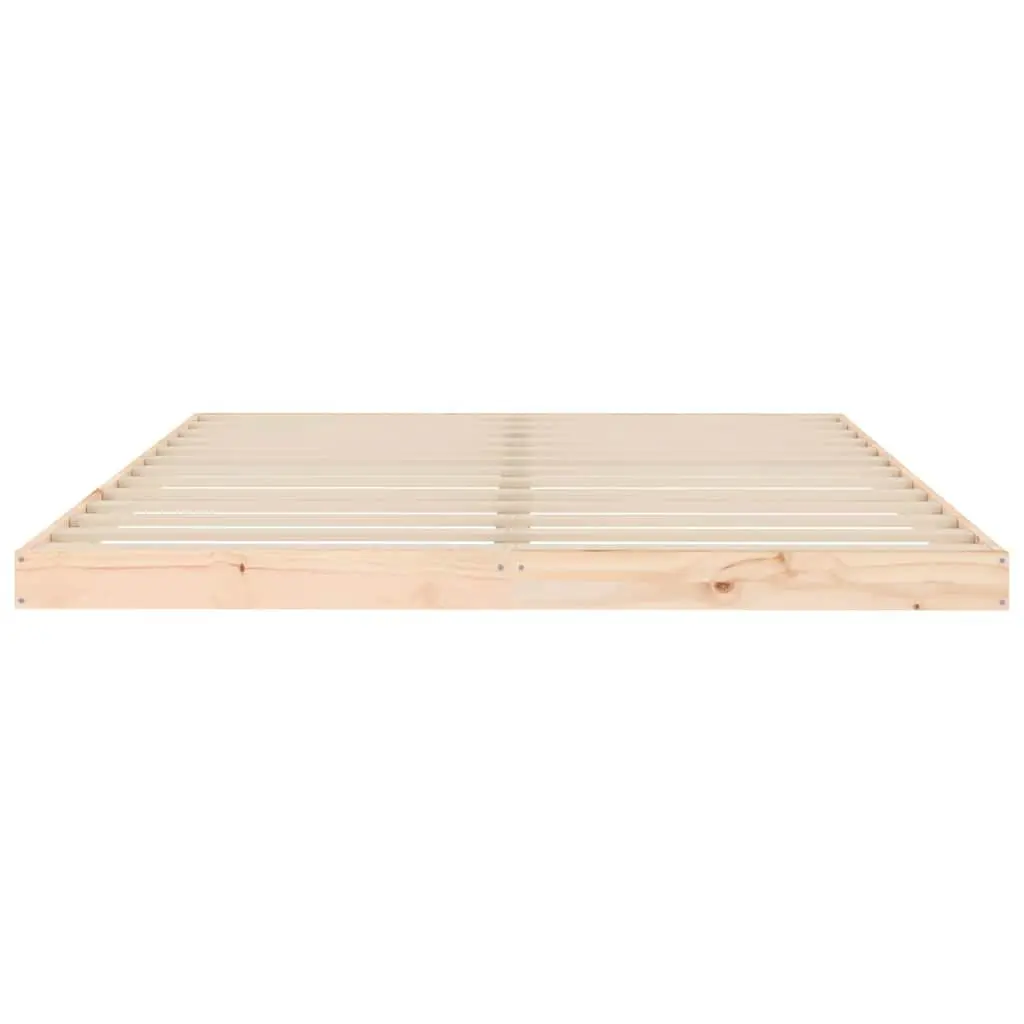 Brown Bed Frame Solid Pine Wood Slatted Base 150x200 cm Sturdy Construction for Bedroom Furniture