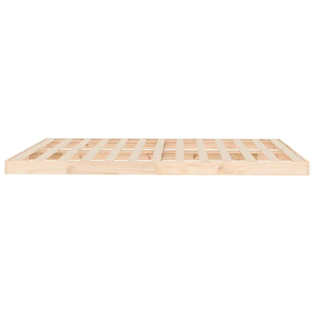 Brown Bed Frame Solid Pine Wood Slatted Base 150x200 cm Sturdy Construction for Bedroom Furniture