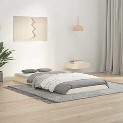 Versatile White Wooden Bed Frame for Children and Small Rooms