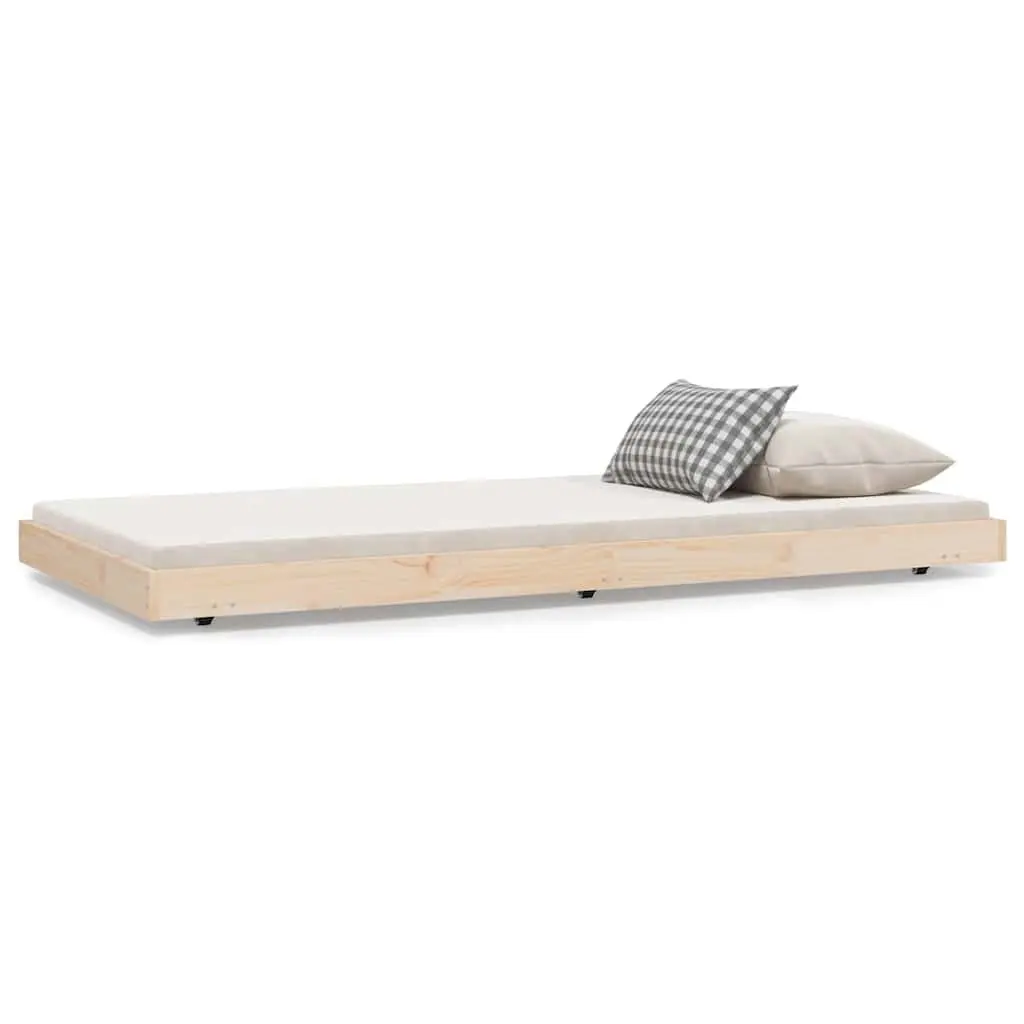 Bed Frame Solid Pine Wood 90x190 cm Slatted Base Brown
