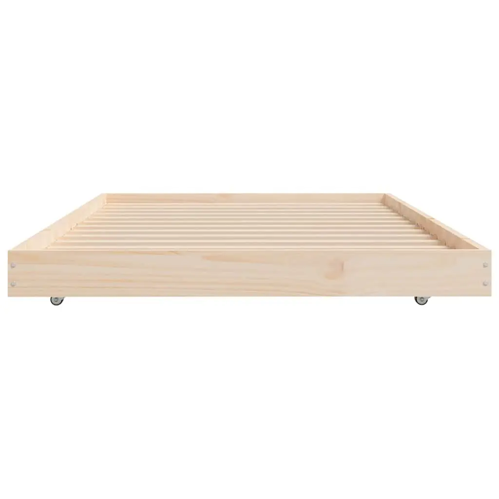 Bed Frame Solid Pine Wood 90x190 cm Slatted Base Brown