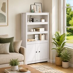 Versatile White Solid Pine Wood Highboard Storage