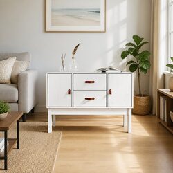 Versatile White Sideboard with Ample Storage for Your Home