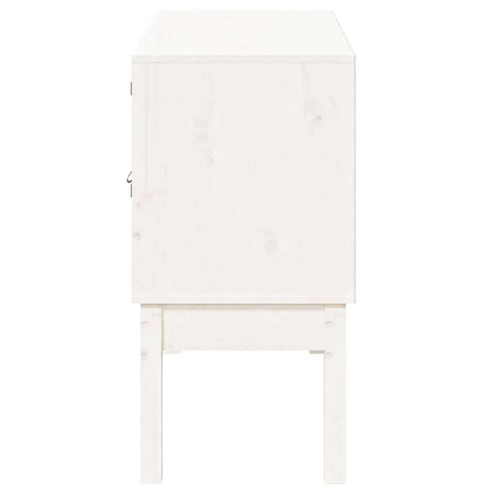 Solid Wood Pine Sideboard White Storage Cabinet 2 Drawers 2 Compartments Doors