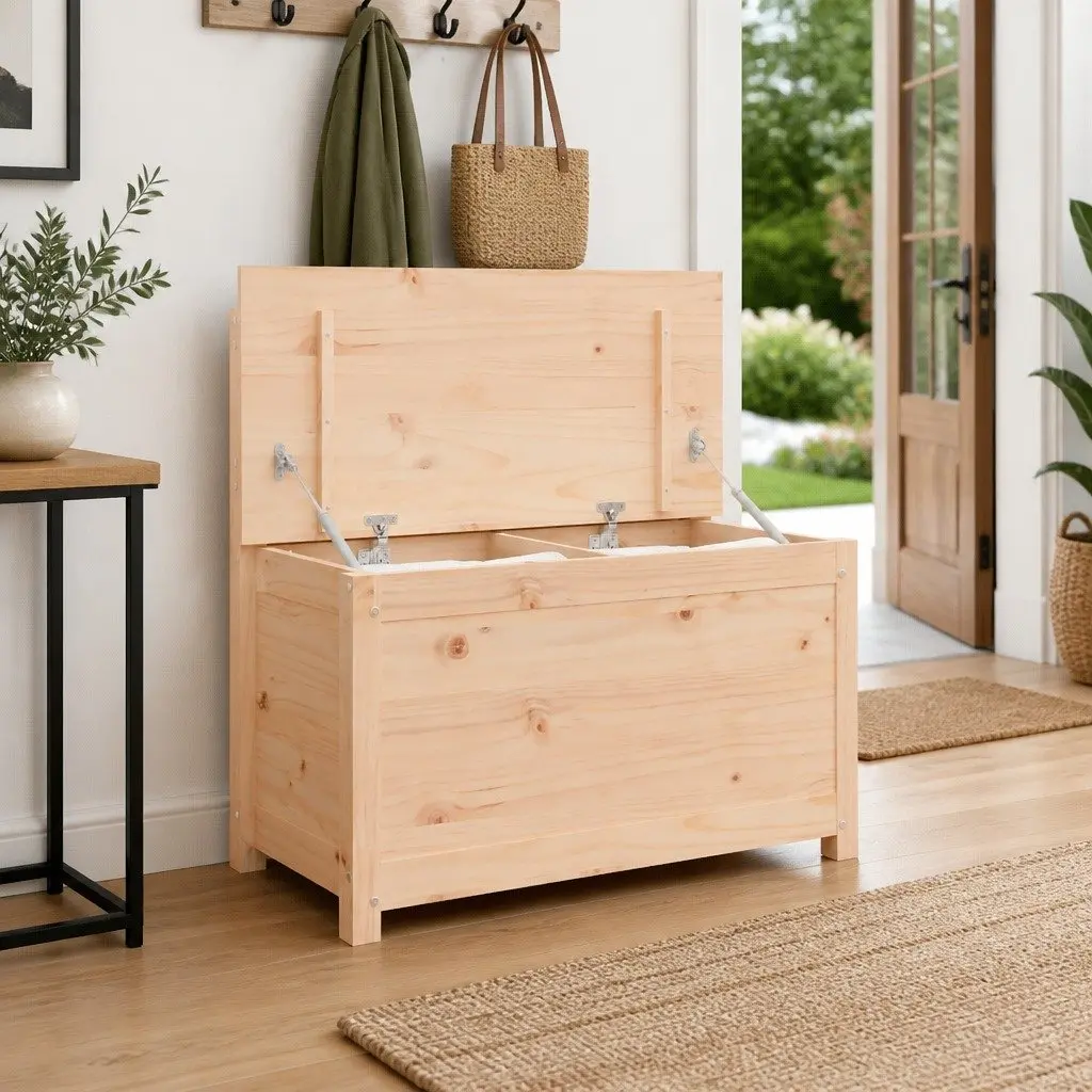 Wooden Storage Bench Solid Pine Wood 80 x 41 x 77 cm Brown
