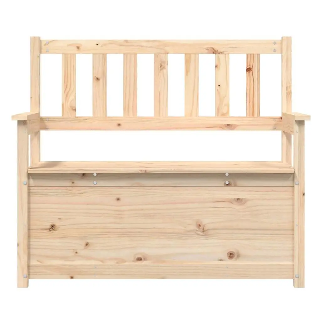 Brown Solid Pine Wood Storage Bench with Backrest and Armrests 112.5x51.5x96.5cm