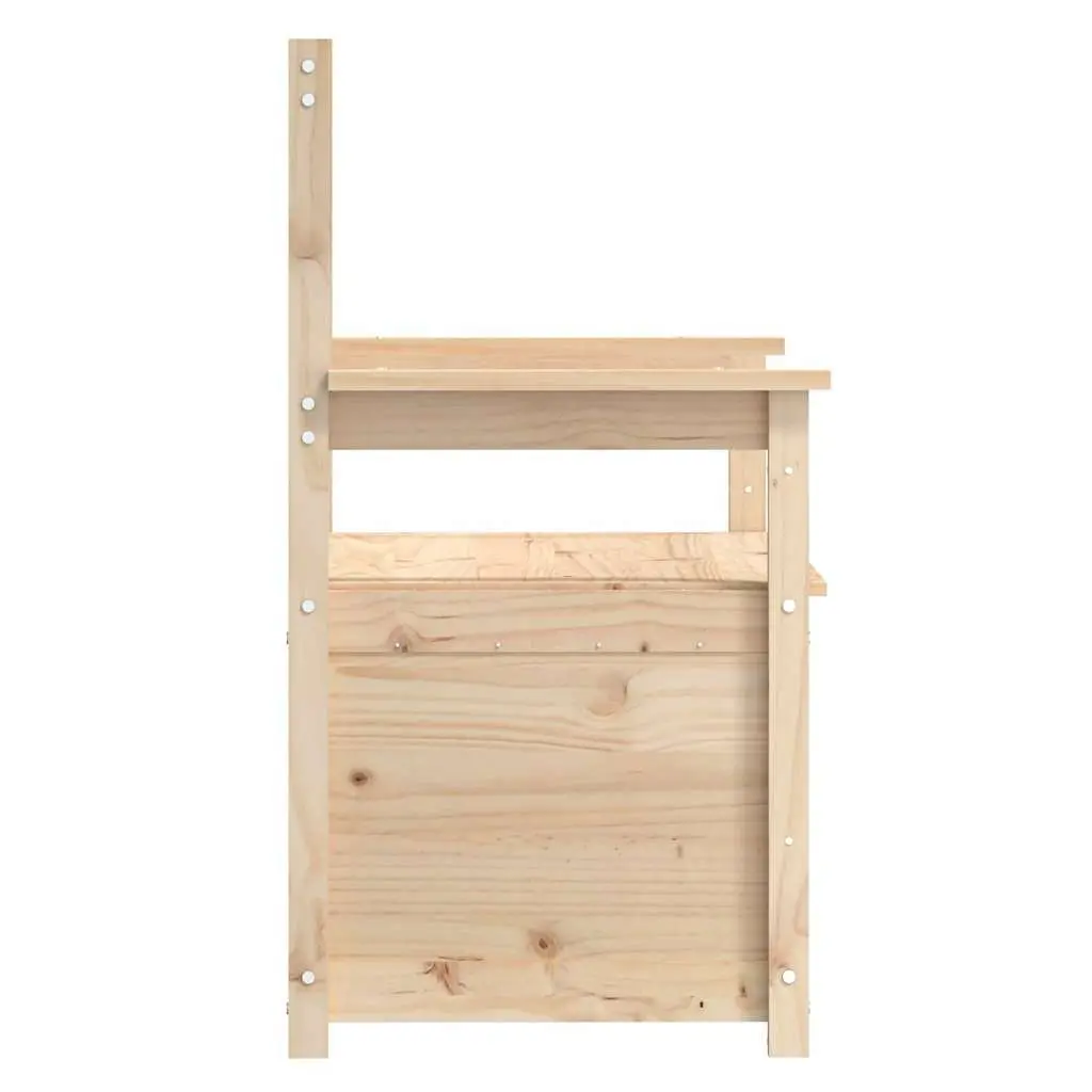 Brown Solid Pine Wood Storage Bench with Backrest and Armrests 112.5x51.5x96.5cm