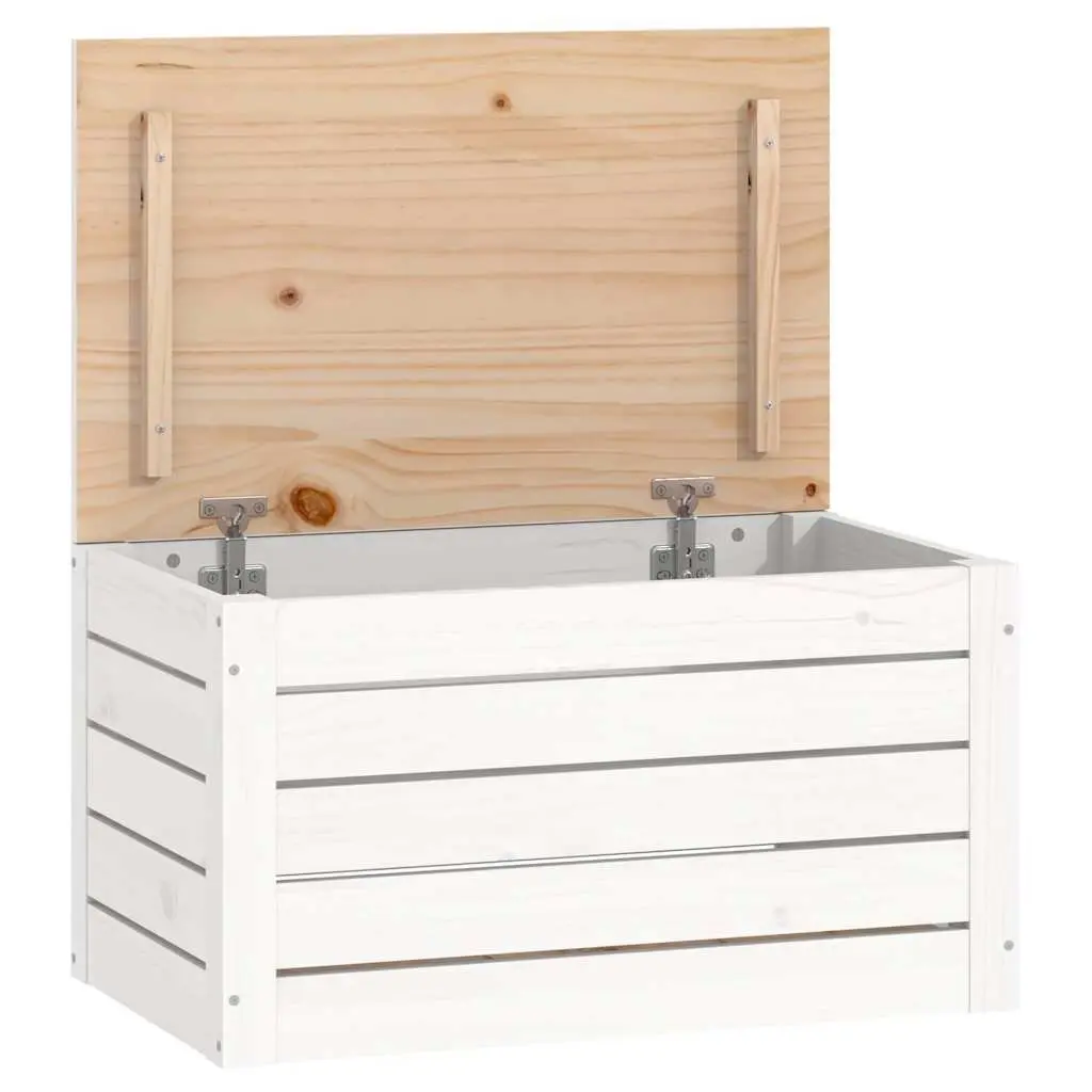 Storage Box Solid Pinewood White Lid Organizer 59.5 x 36.5 x 33 cm