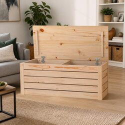 Solid Wood Storage Box 89x36.5x33 cm Pine Furniture with Lid Home Organization