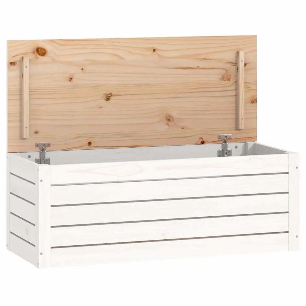 Storage Box Solid Pine Wood White 89x36.5x33 cm Chest Lid Organiser
