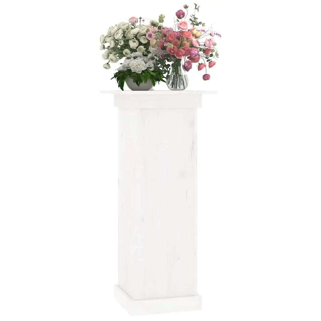 Flower Stand Solid Pine Wood 40x40x90cm White Plant Display Garden Patio Decor