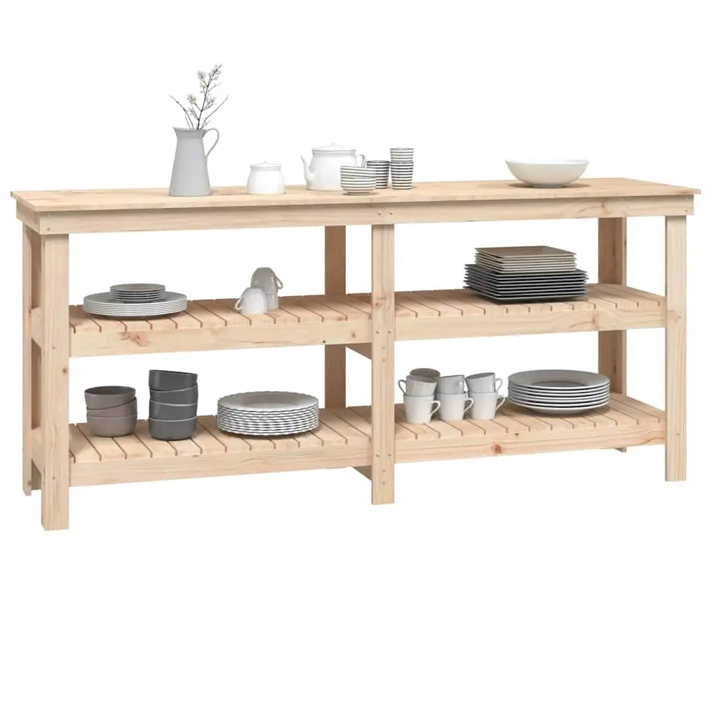 Work Bench Solid Pine Wood 181x50x80 cm Brown Storage Shelves