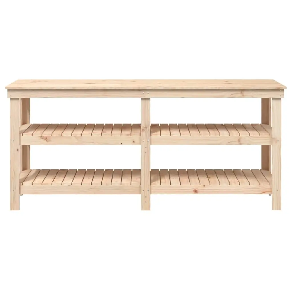 Work Bench Solid Pine Wood 181x50x80 cm Brown Storage Shelves
