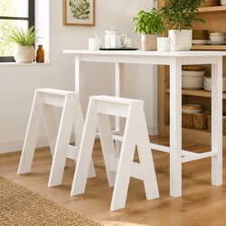 Wooden Stools 2 Pieces White 40x40x60 cm Pine Kitchen Dining Room Seating
