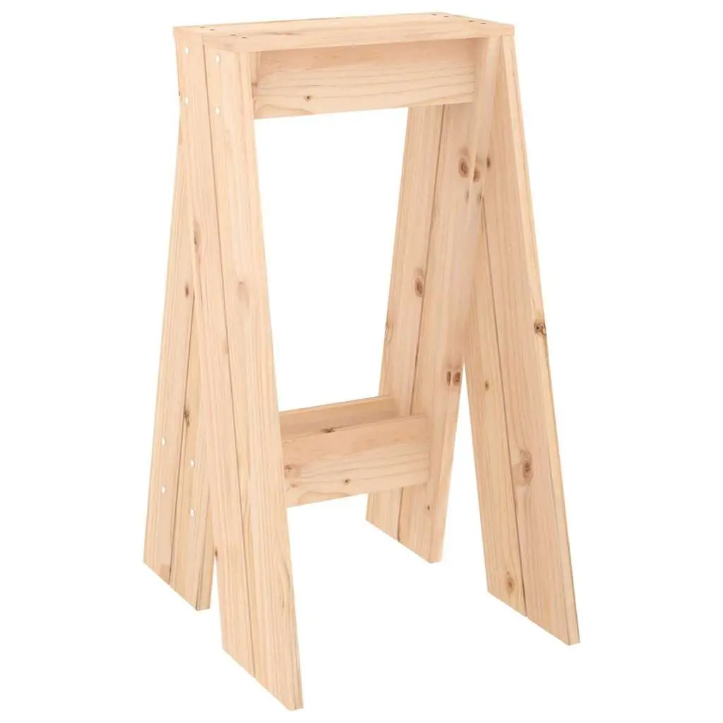 Wooden Bar Stools Solid Pine Wood Brown Rustic 2 Piece Set