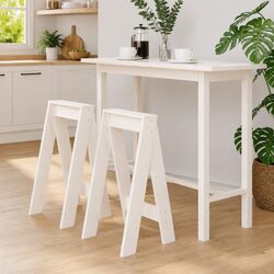 Practical White Wooden Stools for Kitchen & Living Room Use