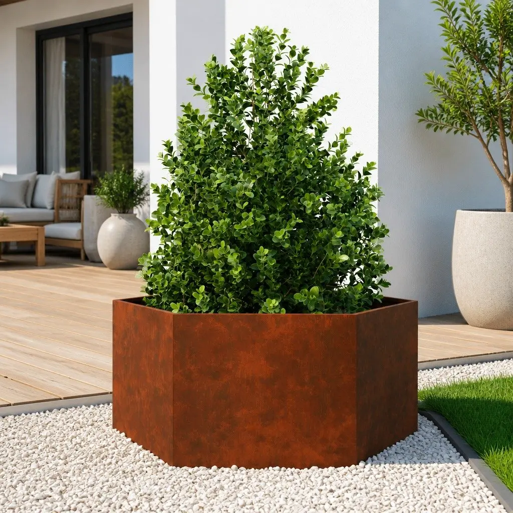 Corten Steel Planter Box 90x90x45 cm Brown Raised Garden Bed