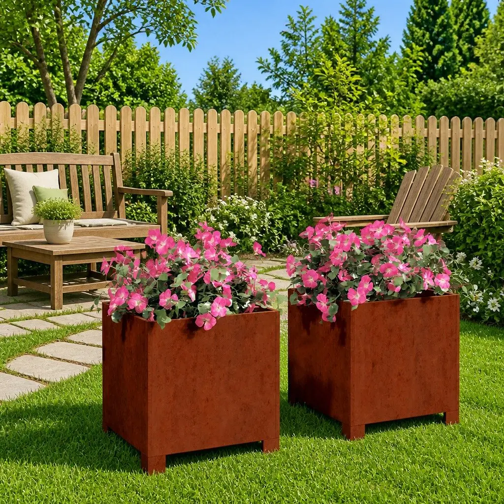 Planters with Legs 2 pcs 30x30x30 cm Garden Decor Flower Box Outdoor Raised Bed