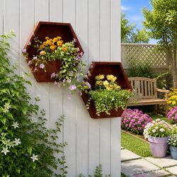 Wall Planters 2 Pieces Corten Steel 46x10x40 cm Garden Balcony Patio Decor Box