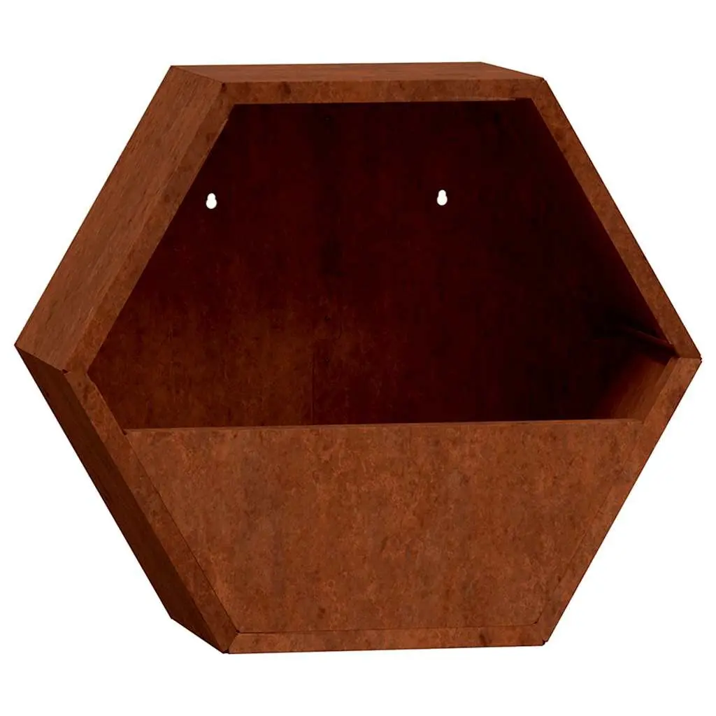 Corten Steel Wall Planters Set of Two 46x10x40 cm Brown Outdoor Garden Decor