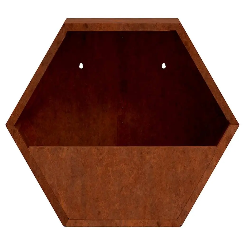 Corten Steel Wall Planters Set of Two 46x10x40 cm Brown Outdoor Garden Decor