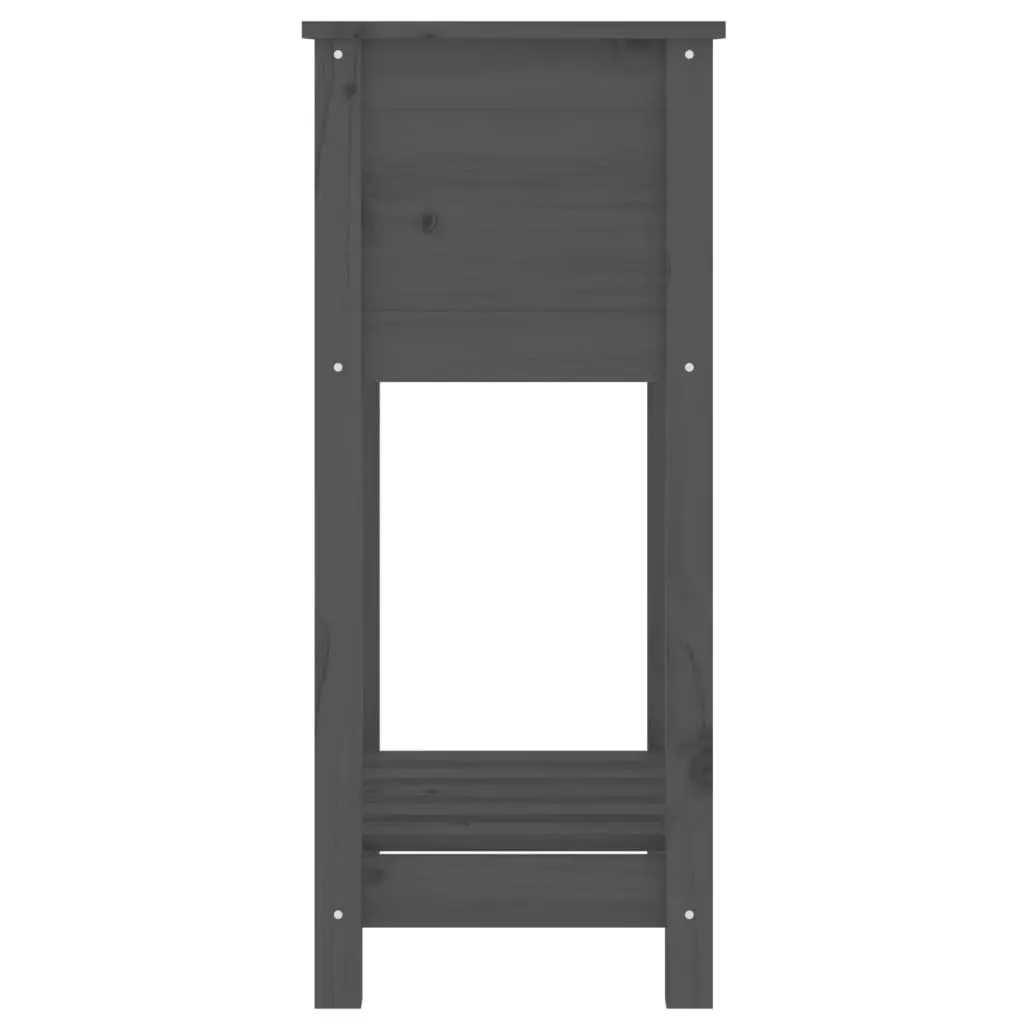Wooden Planter Solid Pine Raised Garden Flower Box with Shelf Grey 54 x 34.5 x 81 cm