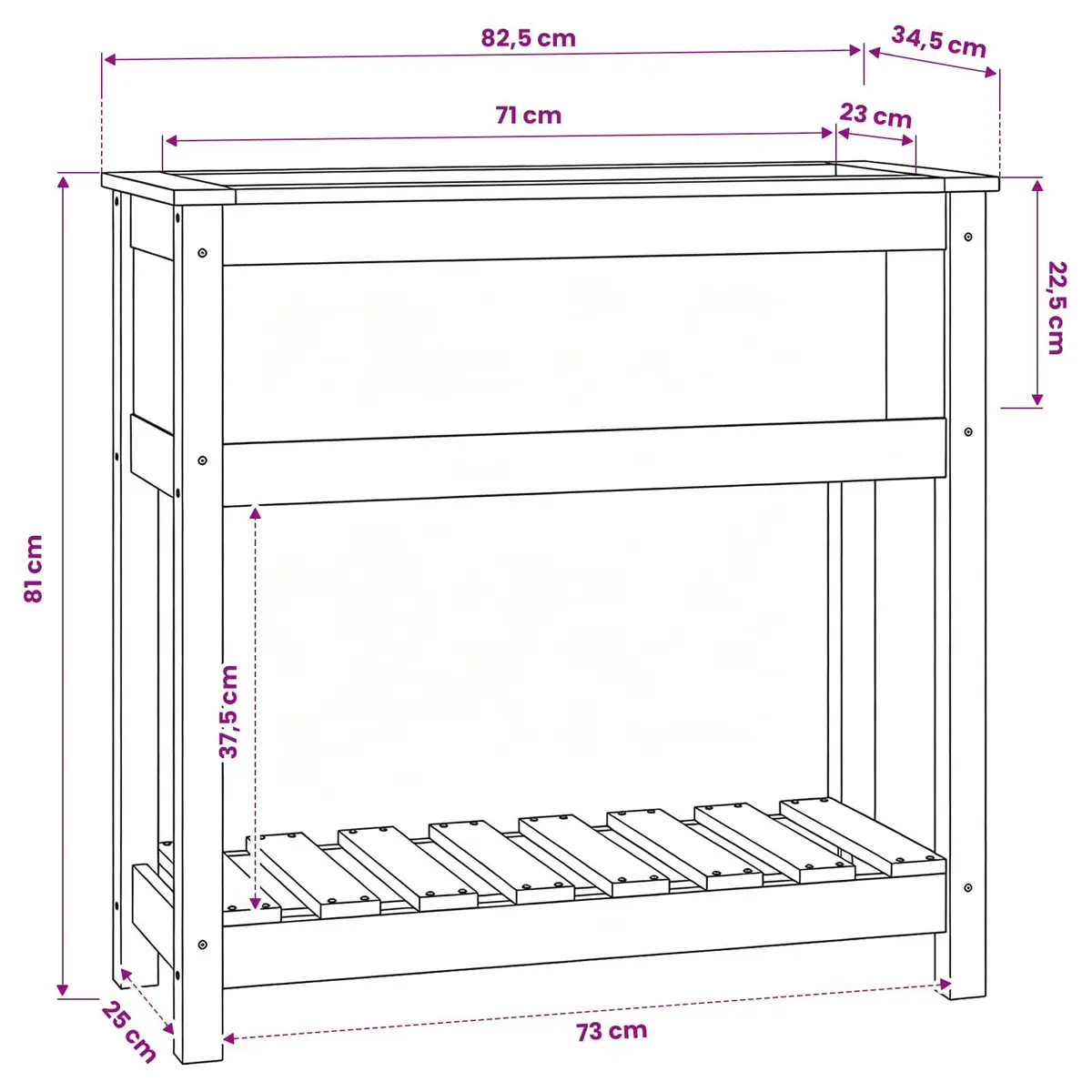 Wooden Garden Planter Raised Bed Grey Solid Pine 82.5 x 34.5 x 81 cm