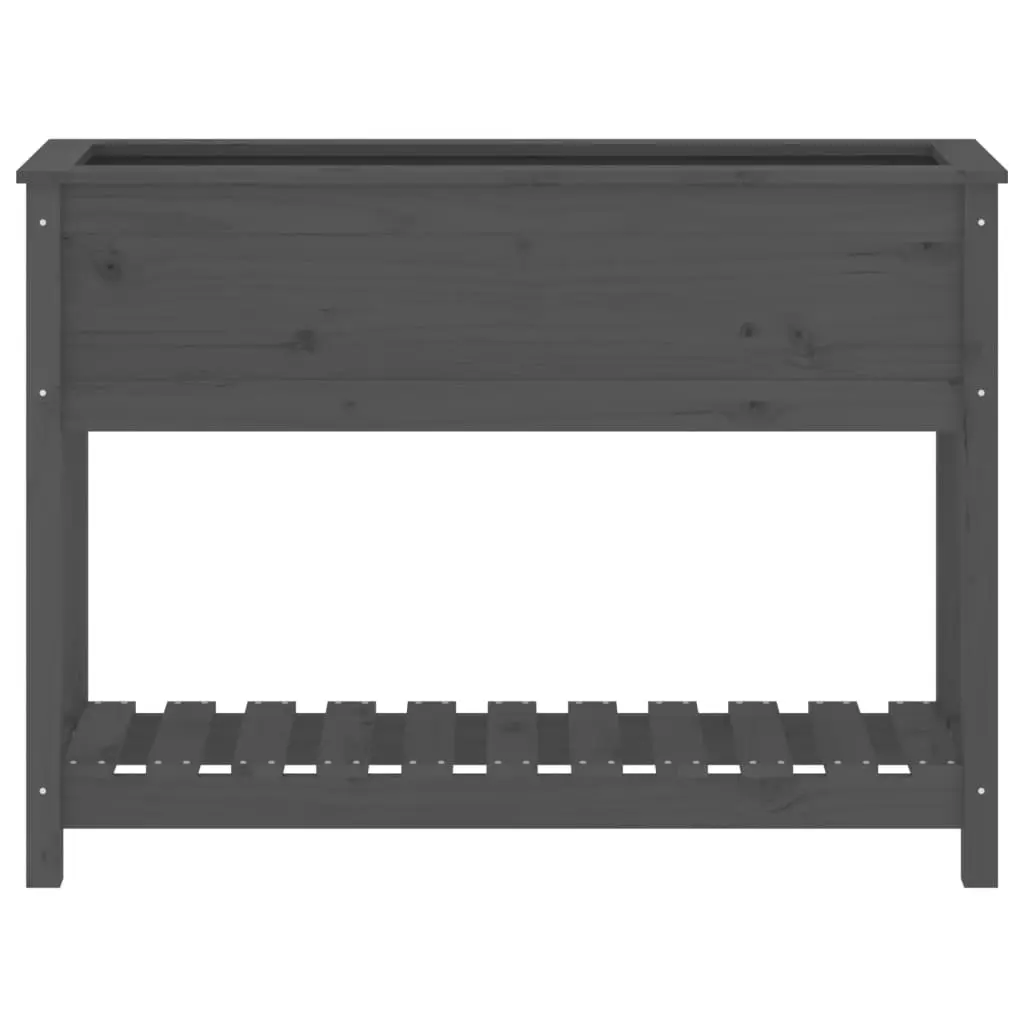 Wooden Garden Planter with Shelf Storage Grey Raised Flower Bed Pot