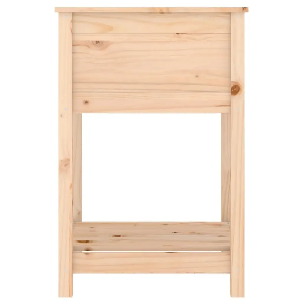 Wooden Planter Raised Flower Bed with Shelf Solid Pine Wood 54x54x81cm Brown