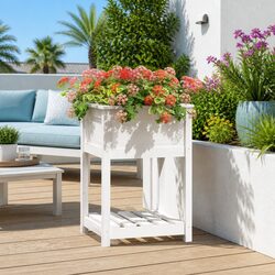 Wooden Planter with Shelf—Perfect for Your Garden or Patio