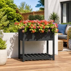 Versatile Wooden Planter Box with Shelf for Any Space