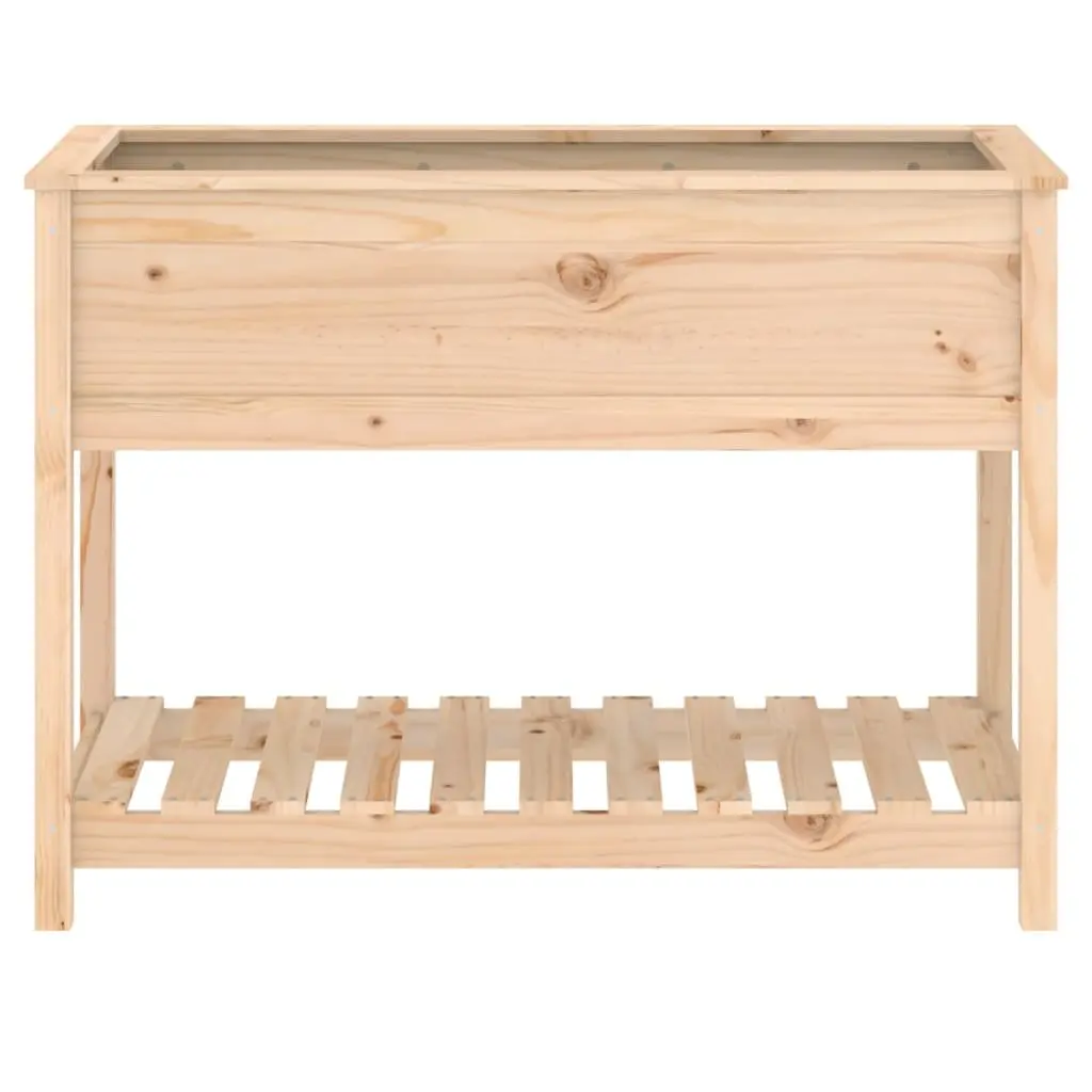 Wooden Planter with Shelf Solid Pine Flower Box Raised Bed Garden Pot Storage