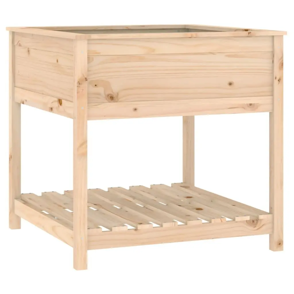 Wooden Planter with Shelf 82.5x82.5x81 cm Raised Garden Flower Box Brown