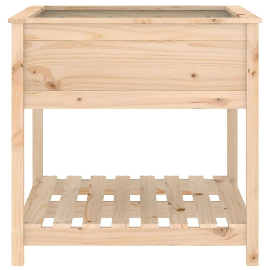 Wooden Planter with Shelf 82.5x82.5x81 cm Raised Garden Flower Box Brown