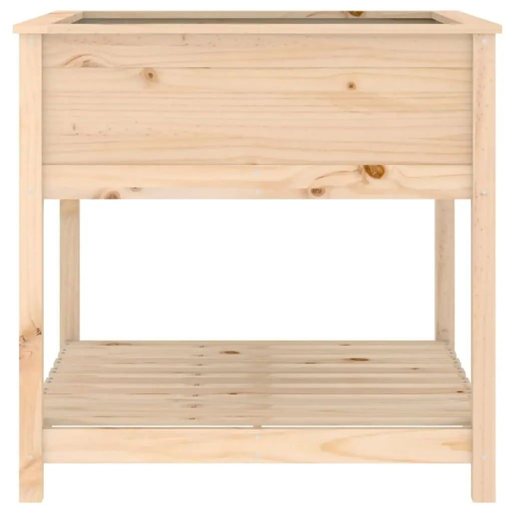 Wooden Planter with Shelf 82.5x82.5x81 cm Raised Garden Flower Box Brown