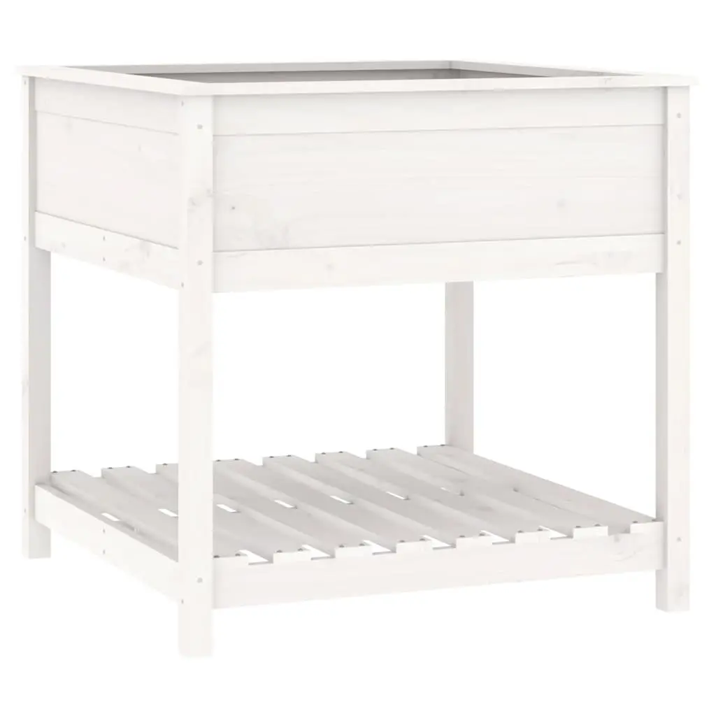 Wooden Planter Solid Pine Wood 82.5cm White with Shelf