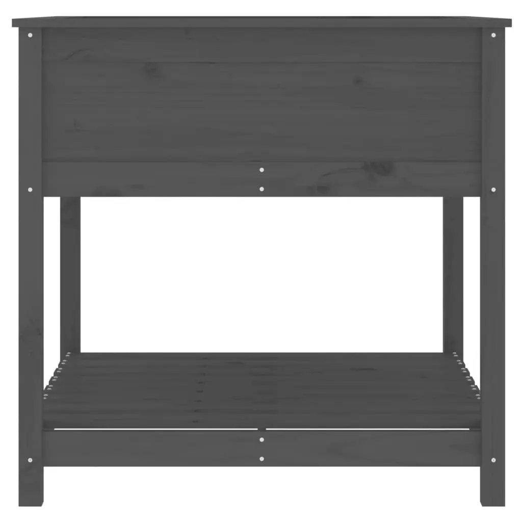 Wooden Planter Grey Raised Flower Box with Shelf Solid Pine 82.5 x 82.5 x 81 cm
