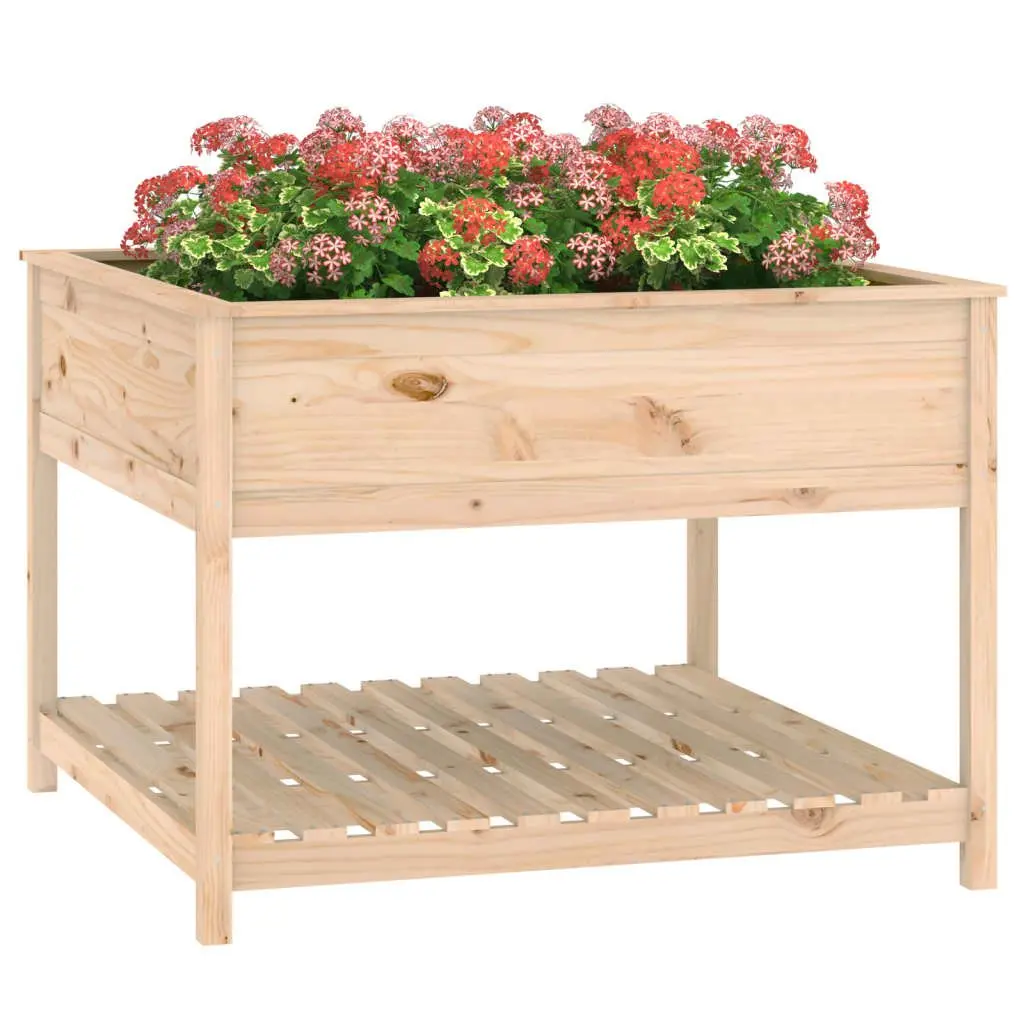 Wooden Planter Raised Bed Box Solid Pine Wood 111.5x111.5x81 cm Brown