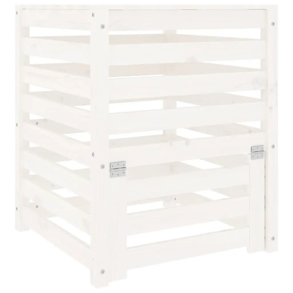 Solid Wood Pine Composter White 63.5x63.5x77.5 cm Garden Waste Bin Composting
