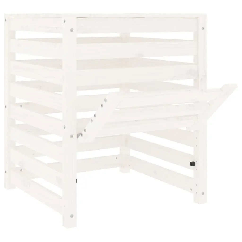 Solid Wood Pine Composter White 63.5x63.5x77.5 cm Garden Waste Bin Composting