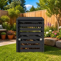 Practical Grey Wooden Composter Bin for Your Outdoor Space