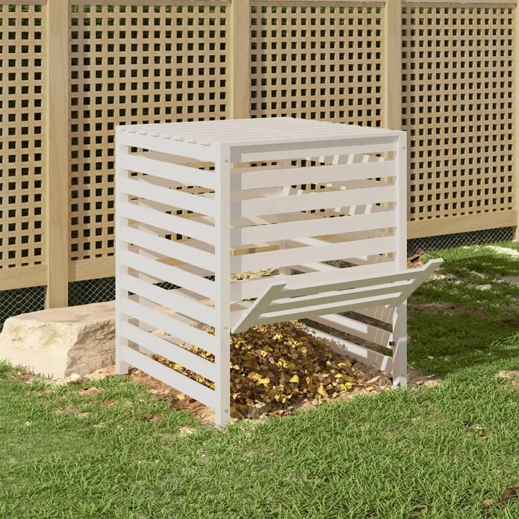 Wooden Composter Bin White Solid Pine 82.5x82.5x99.5cm Garden Waste Recycling