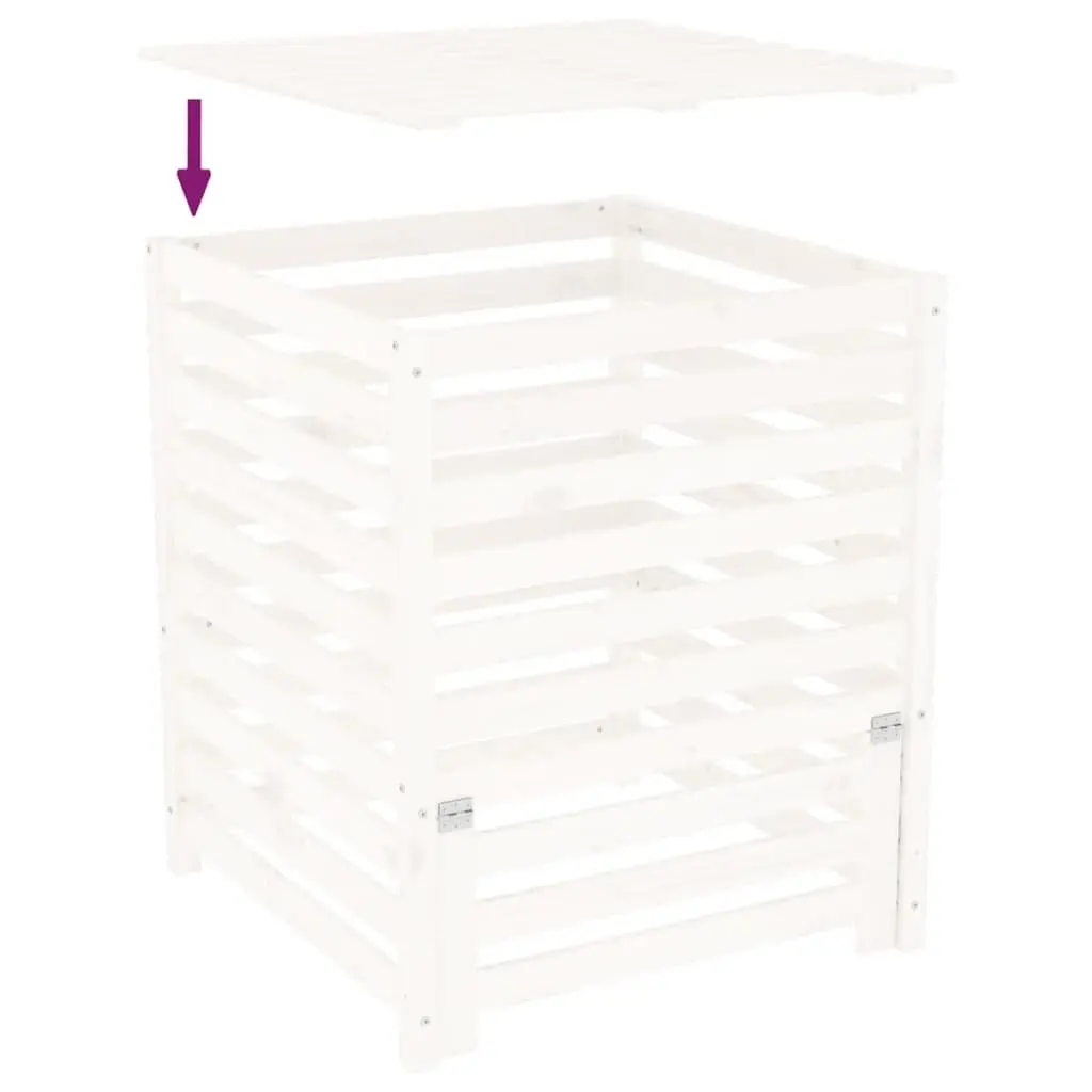 Wooden Composter Bin White Solid Pine 82.5x82.5x99.5cm Garden Waste Recycling